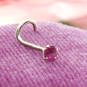 14K solid gold nose piercing with genuine Ruby stone
